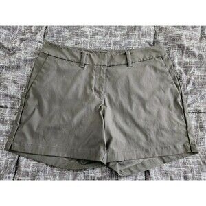 Nike Dri-fit Womens Size 4 Black Shorts Pockets Back Logo Button And Zip Flat...